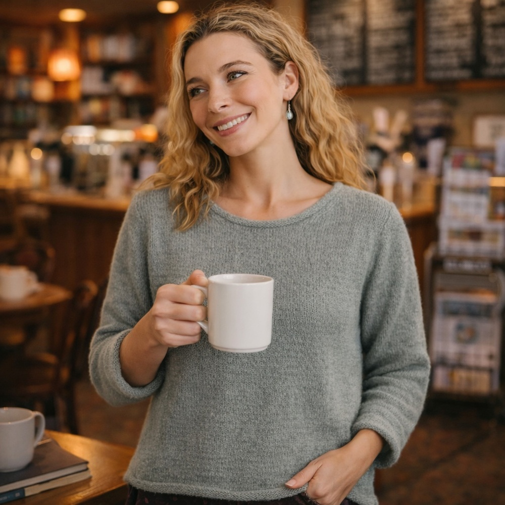 CHARTER CLUB Pastel Teal Rolled Hem‎ Vintage Sweater Medium Soft Knit 90s Style